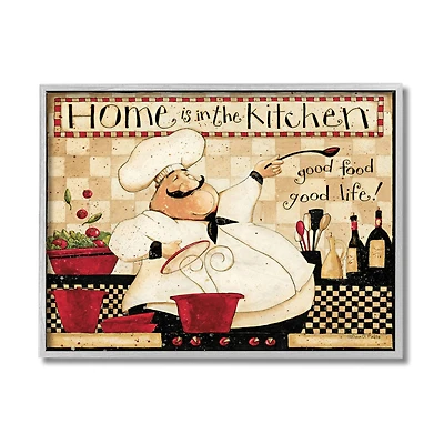 Stupell Industries Home is the Kitchen Chef Framed Wall Art