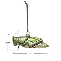 Hello Honey® 2.25" Green Hand-Painted Glass Grasshopper Ornament with Glitter