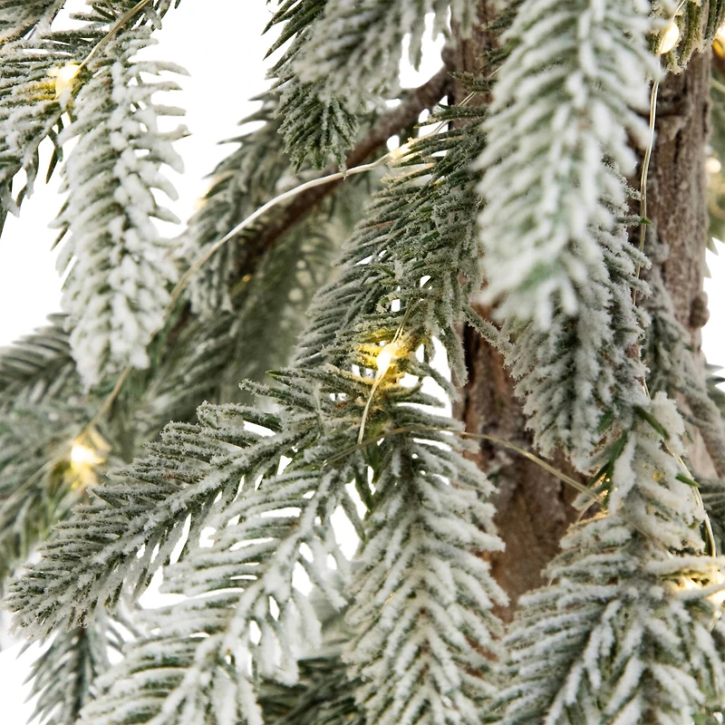 4ft. Pre-Lit Alpine Flocked Artificial Christmas Tree, Clear LED Lights