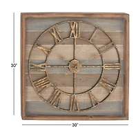 Brown Contemporary Wood Wall Clock, 30" x 30"