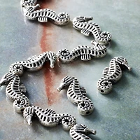 Antique Silver Seahorse Metal Beads, 21mm by Bead Landing™