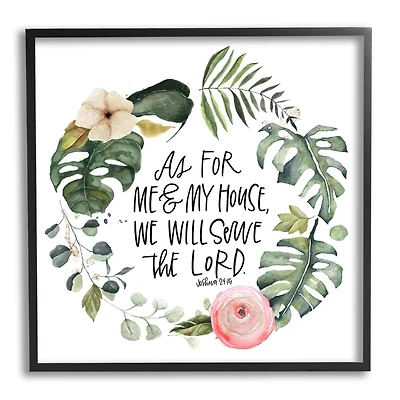 Stupell Industries Serve the Lord Joshua 24:15 Tropical Palm Wreathe Framed Wall Art