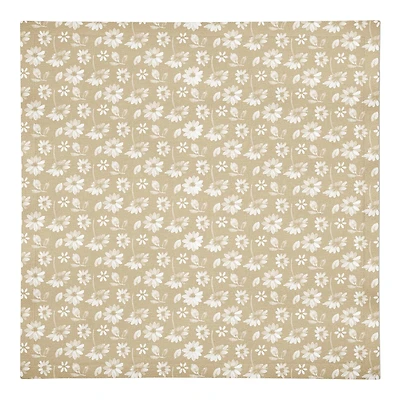 Cream and White Florals Cotton Twill Napkin