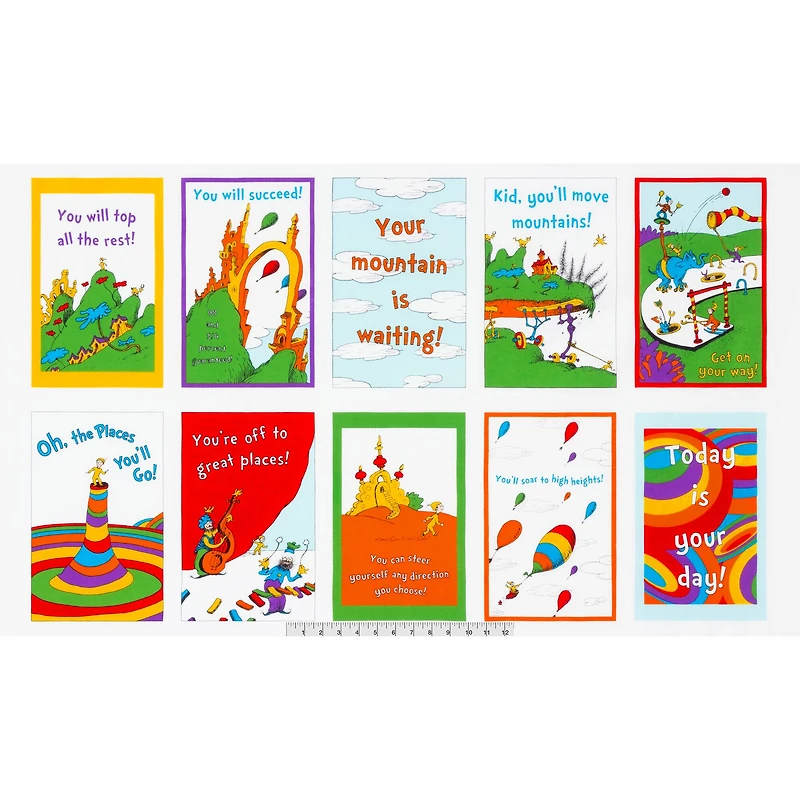 Dr. Seuss™ Oh the Places You'll Go Book Panel Cotton Fabric