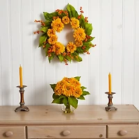 12" Golden Sunflower Arrangement in Glass Vase