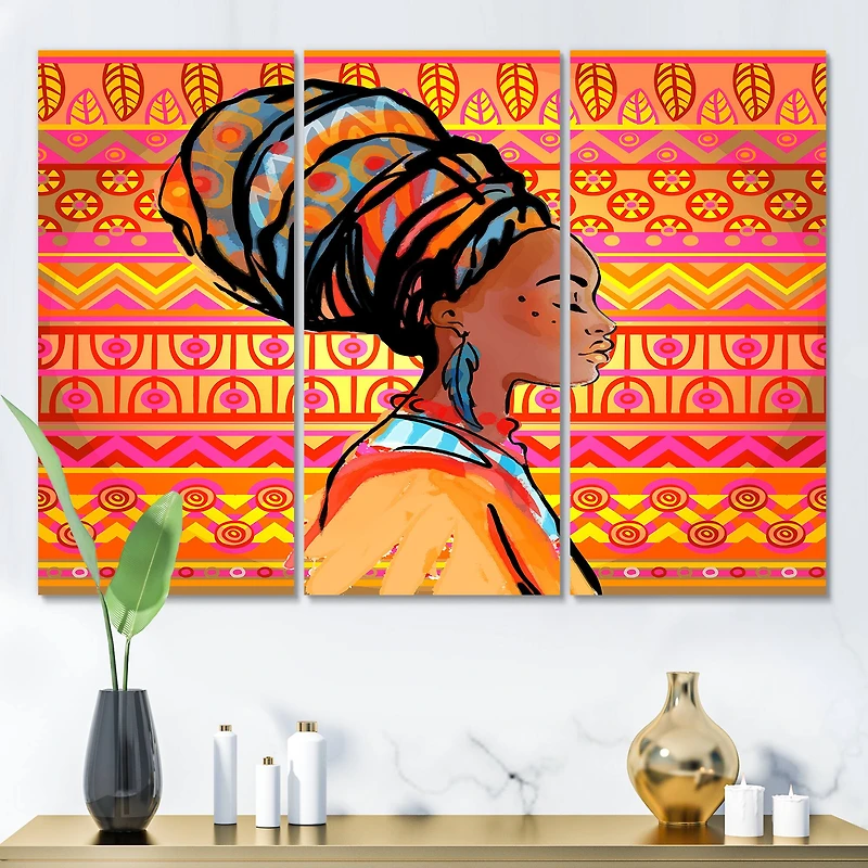 Designart - Portrait of African American Woman With Turban I