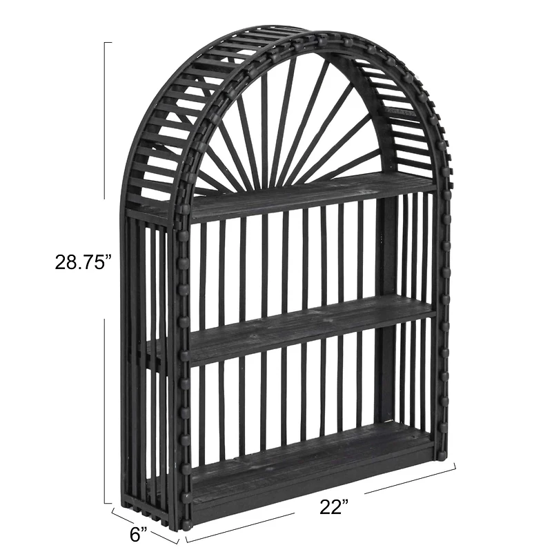 Hello Honey® Black Arched Bamboo & Wood Wall Shelf