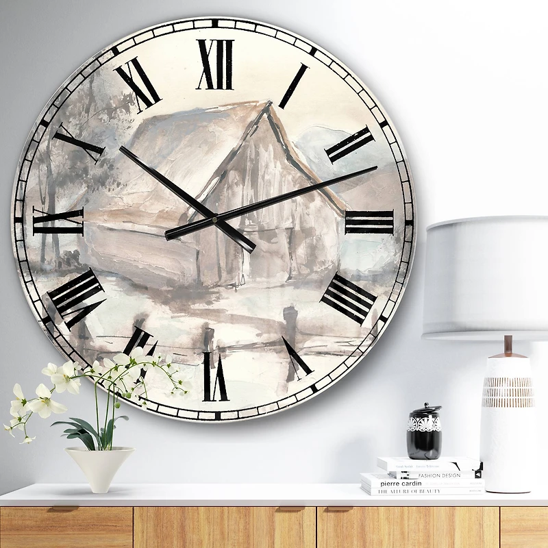 Designart 'Farmhouse Barn Grey Vii Farmhouse Wall Clock
