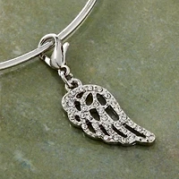 Charmalong™ Stone Pave Rhodium Wing Charm by Bead Landing™
