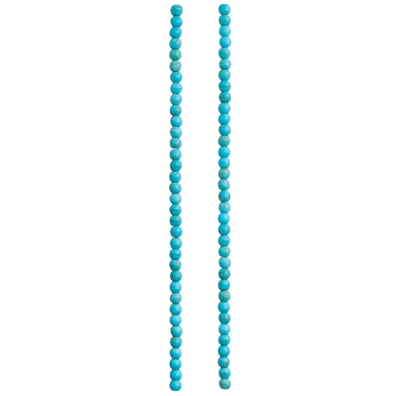 12 Pack:  Turquoise Dyed Howlite Rondelle Beads, 4mm by Bead Landing™