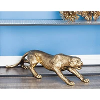 34" Gold Polystone Glam Leopard Sculpture