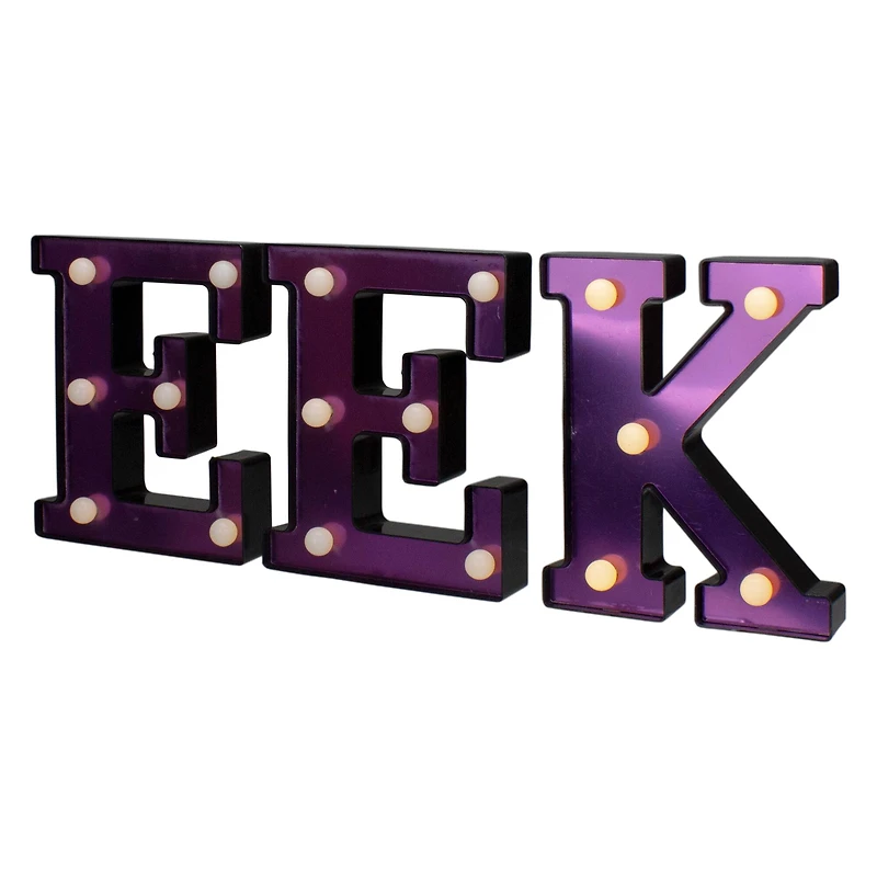 6.5" Lighted Black & Purple EEK Halloween Marquee Sign