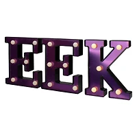 6.5" Lighted Black & Purple EEK Halloween Marquee Sign