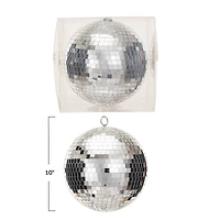Hello Honey® 10" Silver Round Hanging Glass & Foam Disco Ball