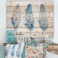 Designart - Blue Boho Feathers II