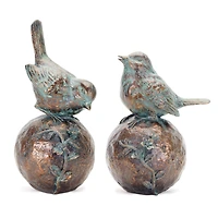 Copper & Blue Bird Orb Set, 8.5" & 10.5"