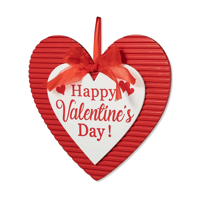 Glitzhome® 13.5" Valentine's Wooden Heart Door Hanger