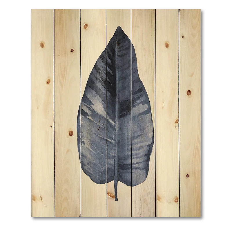 Designart - Blue Leaf Watercolour On White