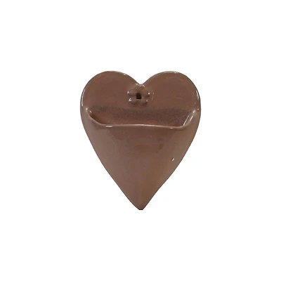 Hello Honey® Stoneware Brown Heart Shaped Wall Planter with Reactive Glaze