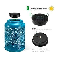 Glitzhome® 9" Cutout Metal Solar Powered Outdoor Hanging Lantern