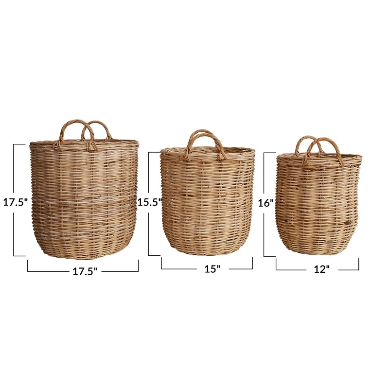 Hello Honey® Natural Woven Rattan Storage Basket Set