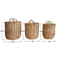 Hello Honey® Natural Woven Rattan Storage Basket Set