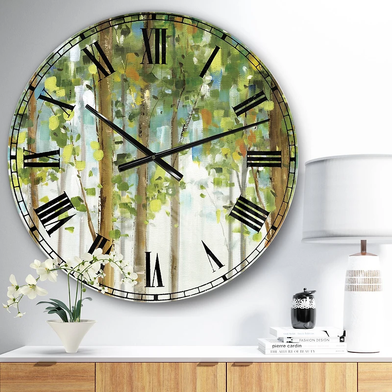 Designart 'Green Forest Study Traditional Wall Clock