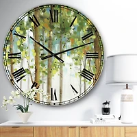 Designart 'Green Forest Study Traditional Wall Clock