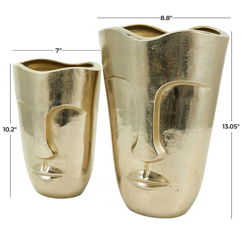 Gold Glam Aluminum Face Vase Set