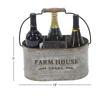 13" Gray Metal Farmhouse Wine Holder