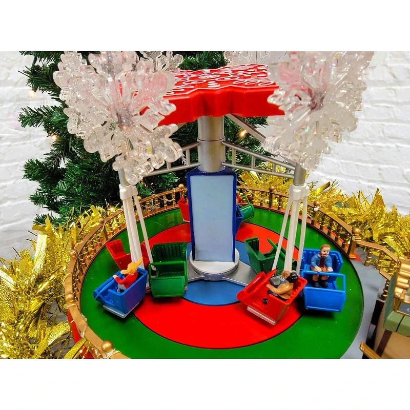 Animated Christmas Carousel Village Decoration