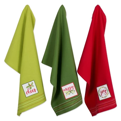 DII® Assorted Holiday Greetings Embellished Dishtowel Set