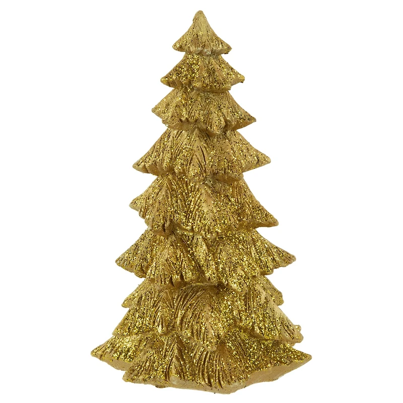 6" Gold Metallic Glittered Resin Tabletop Christmas Tree