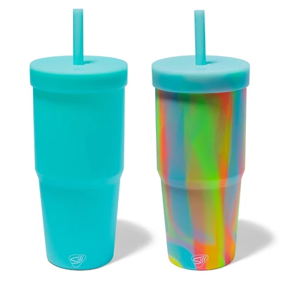 Silipint® 32oz. Aqua & Sugar Rush Silicone Straw Tumblers