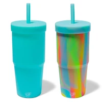 Silipint® 32oz. Aqua & Sugar Rush Silicone Straw Tumblers