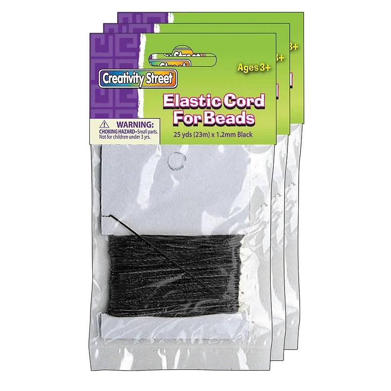 Creativity Street® 1.2mm Black Elastic Cord, 3ct.
