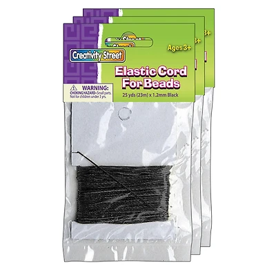 Creativity Street® 1.2mm Black Elastic Cord, 3ct.