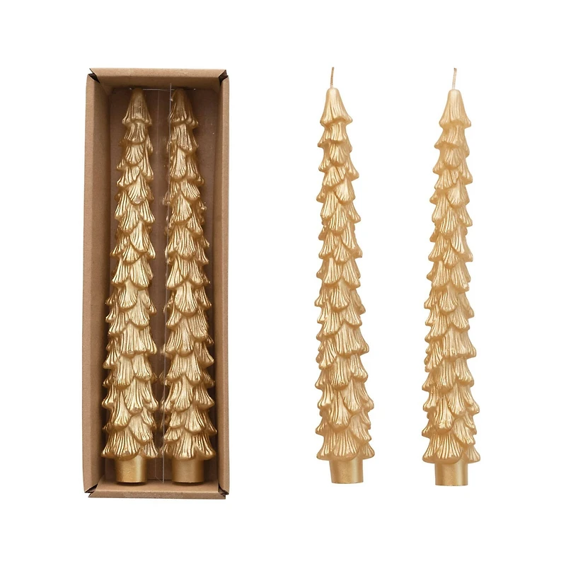 Hello Honey® Gold Unscented Tree Shaped Taper Candles Set