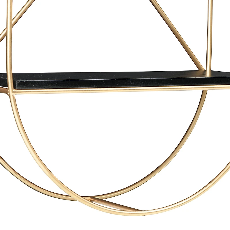 Hello Honey® Metal & Wood Gold Oval Wall Shelf