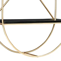 Hello Honey® Metal & Wood Gold Oval Wall Shelf
