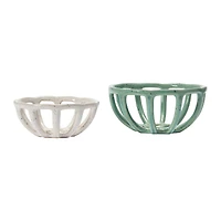 Hello Honey® Green & White Stoneware Basket Set