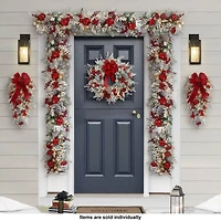 28" Battery-Operated Pre-Lit Flocked Decorated Artificial Swag