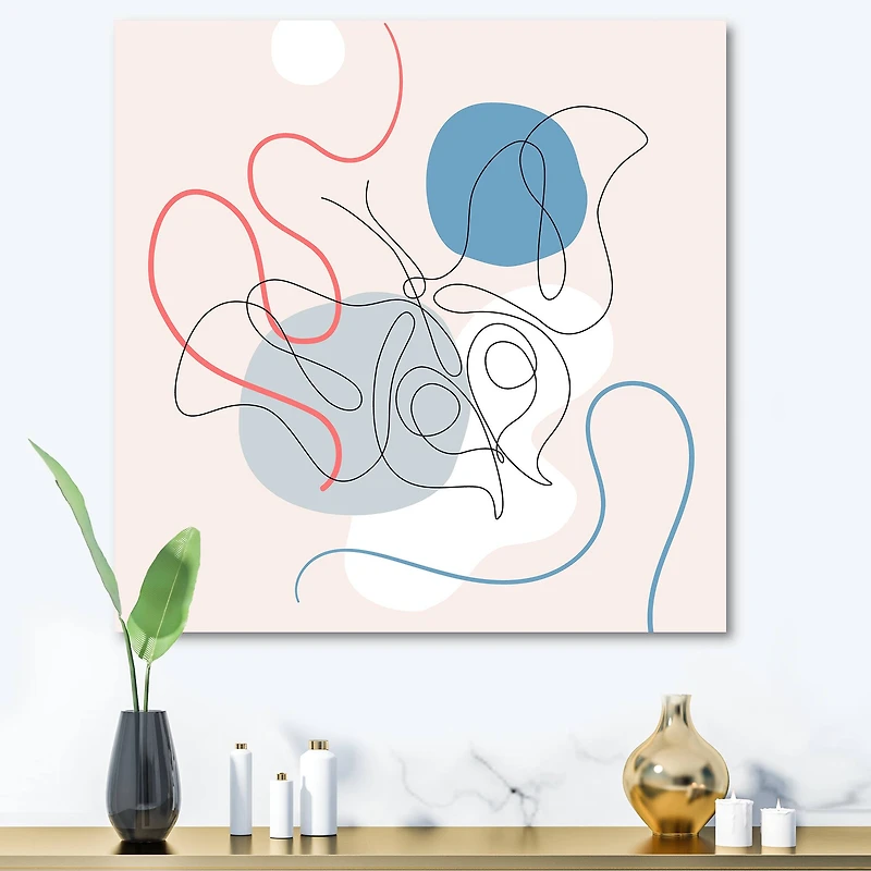 Designart - Butterfly One Line Drawing On Cubism Shapes II