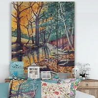Designart - Landscape With River In Autumn Forest Sunset