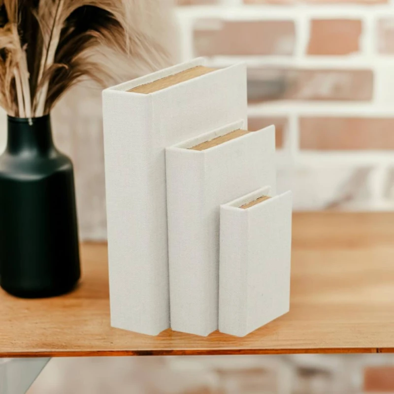 White Linen Faux Book Box Set