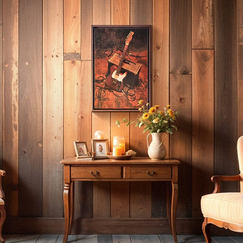 American Art Decor Grand Ole Opry Lacquer Guitar Canvas in an L Frame - 12" x 18"