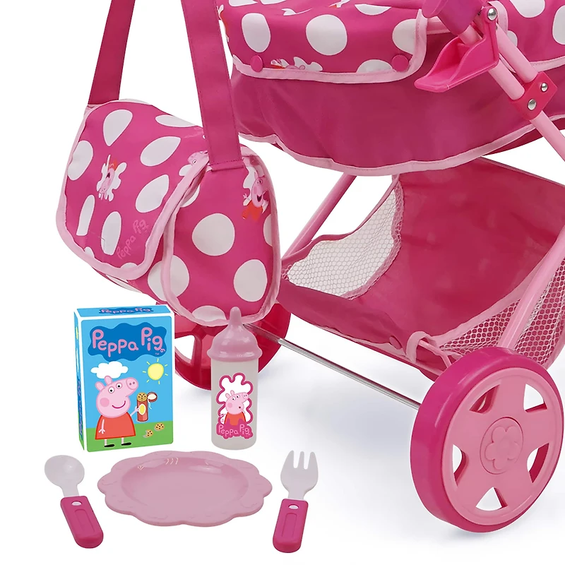 509 Crew Peppa Pig™ Pink and White Dots Baby Classic Doll Pram Set