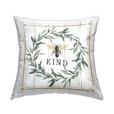 Stupell Industries Bee Kind Phrase Country Farm Insect Pun Throw Pillow 18" x 18"