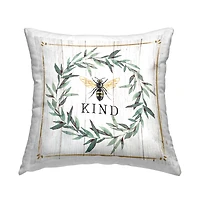 Stupell Industries Bee Kind Phrase Country Farm Insect Pun Throw Pillow 18" x 18"