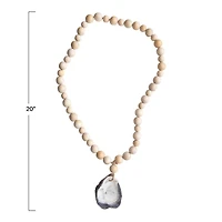 Hello Honey® 20" Mango Wood Beads with Oyster Shell Pendant